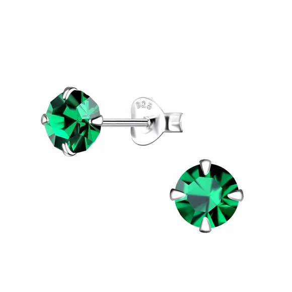 Emerald Crystal Stud Earrings - Picture 1 of 4